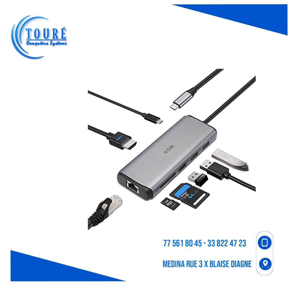 0604202669d420f18c6ef.jpeg Câble USB C vers HDMI 4K -LAN-USB C -USB 3.0- 8 dans 1 Multiport hubs – Image 1