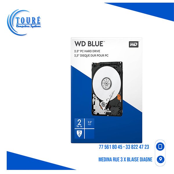 0604202669d421a31aef4.jpeg disque dur interne SATA III WD 2 To Blue 5 400 tr/min 2,5" – Image 1