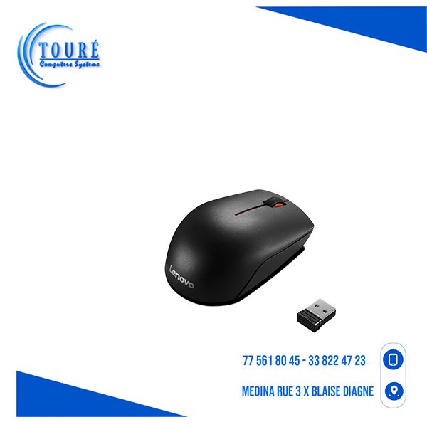 0604202669d421f4dd3fc.jpeg Souris compacte sans fil Lenovo 300, capteur optique 1000 DPI, nano USB sans fil 2,4 GHz, portée de 10 m – Image 1