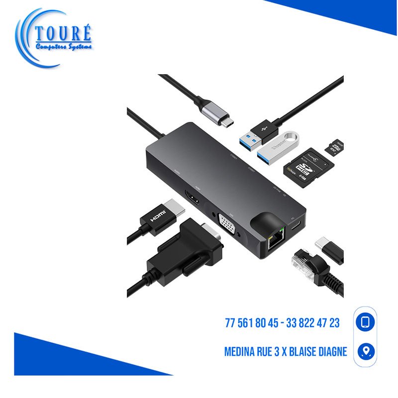 0604202669d421fe8e935.jpeg Adaptateur 8 en 1 double hub USB C type-c – Image 1