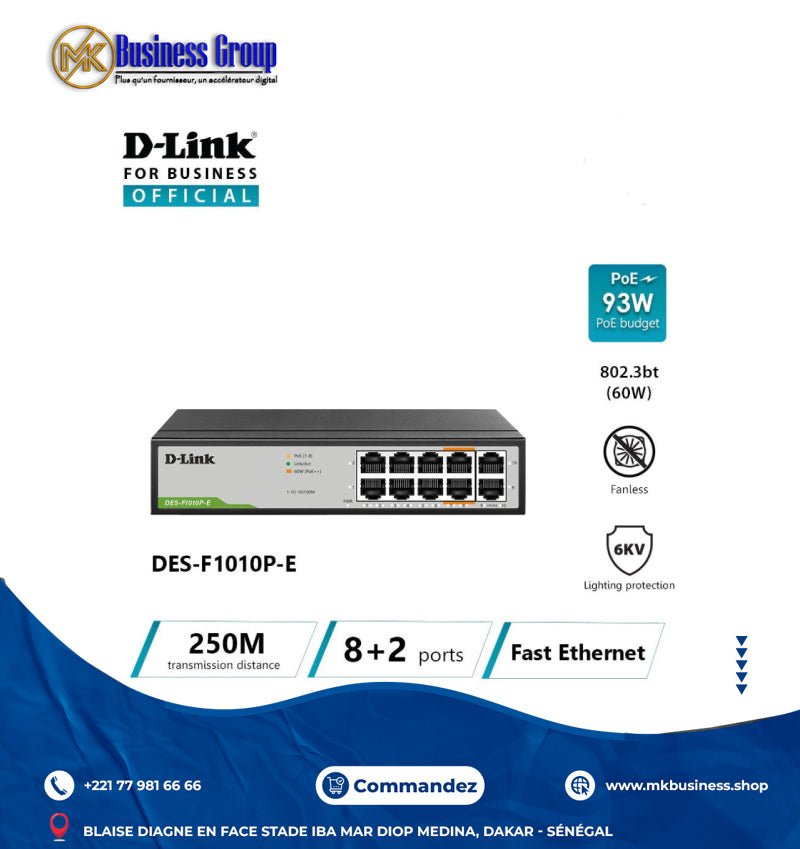 IMG-9027 Commutateur PoE D-Link DES-F1010P-E – 10 Ports – Image 1